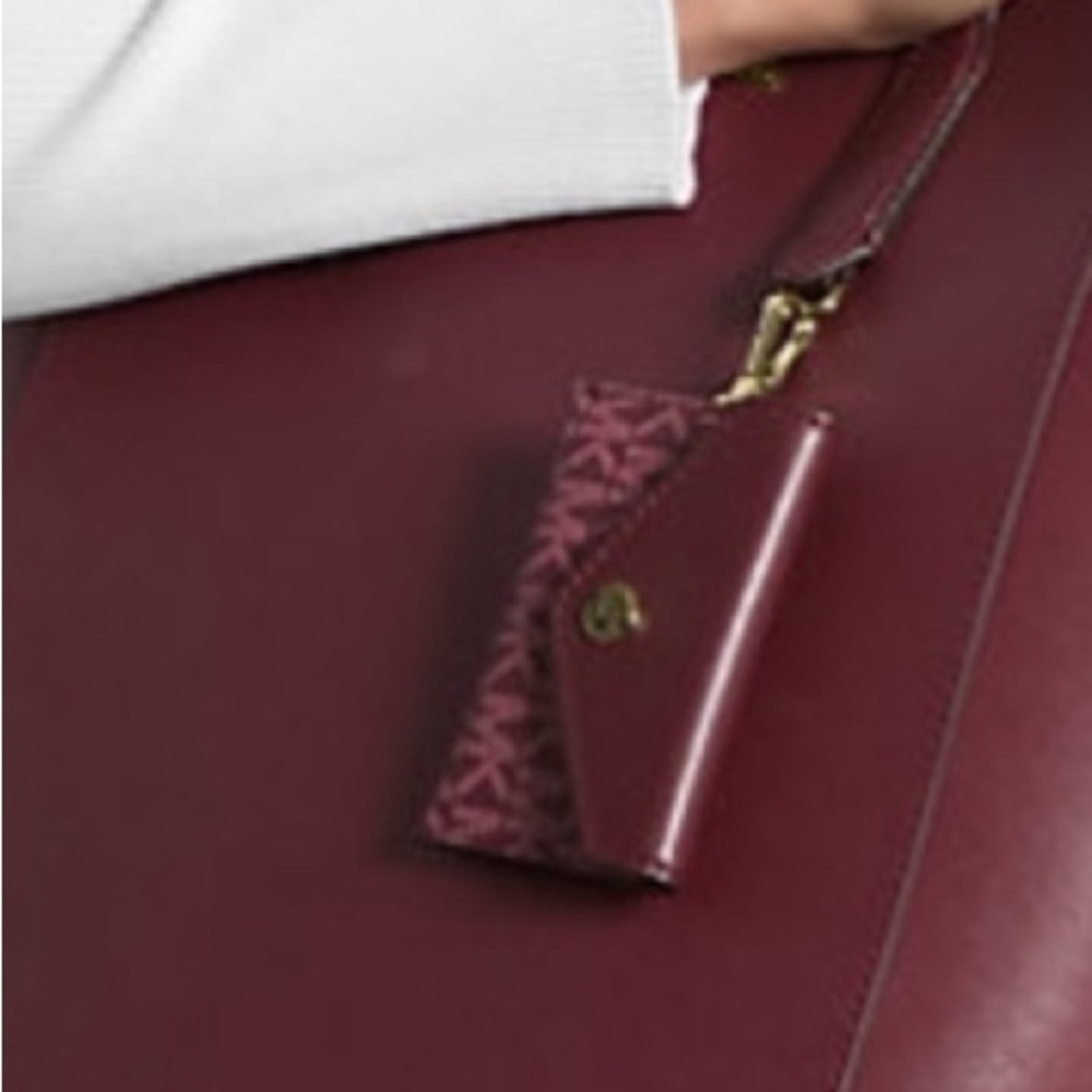 Michael Kors Deep Red Tote Bag With Card Holder - Picture 5 of 5